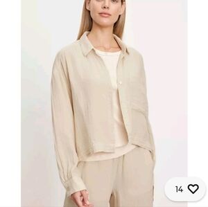 Velvet by Graham & Spencer Lana Cream Cotton Gauze Shirt Small Fits Medium